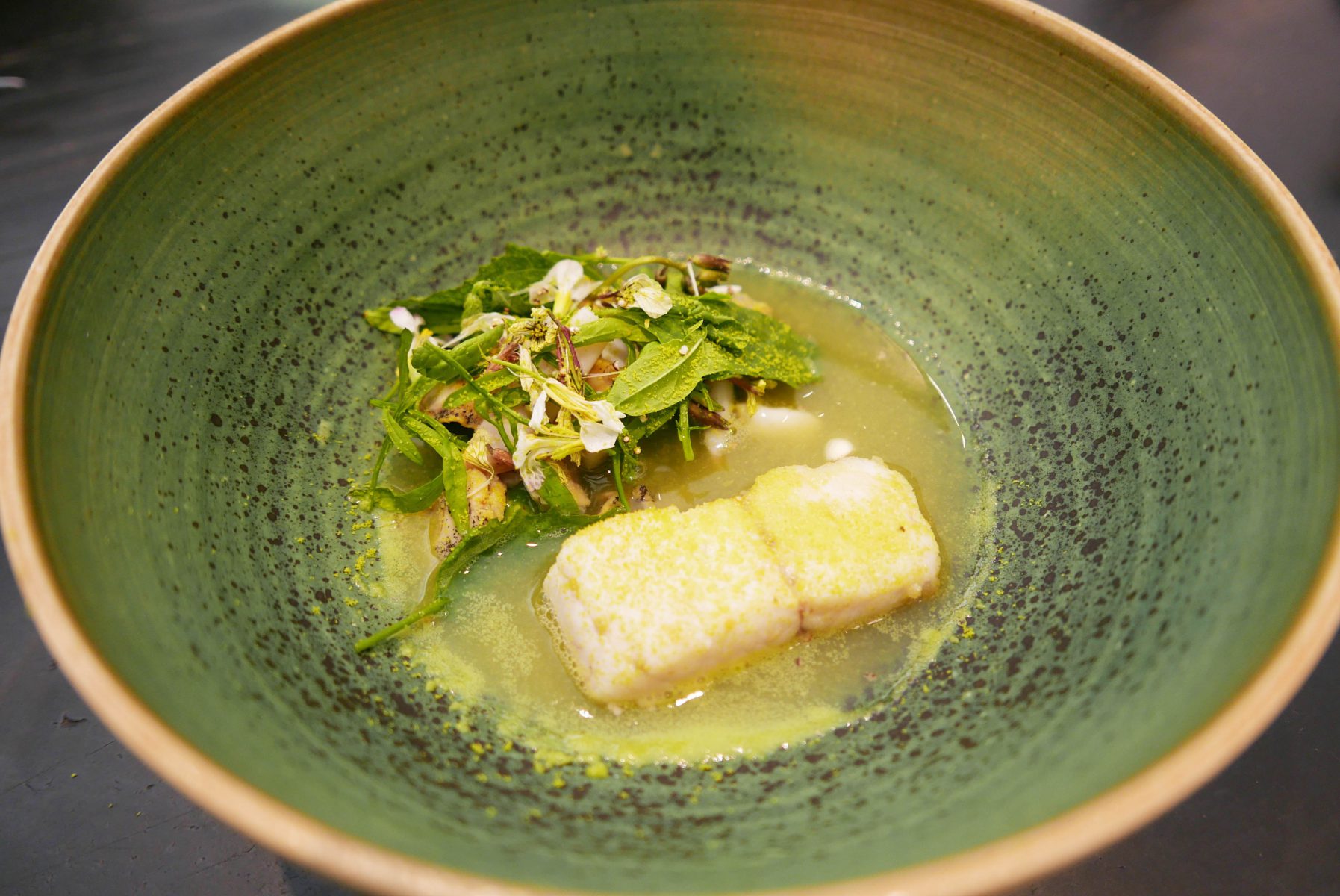 Hake, green asparagus,razor clams