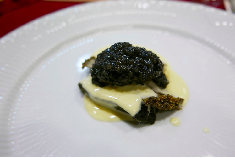 Abalone with caviar at Kawamura in Tokyo, March