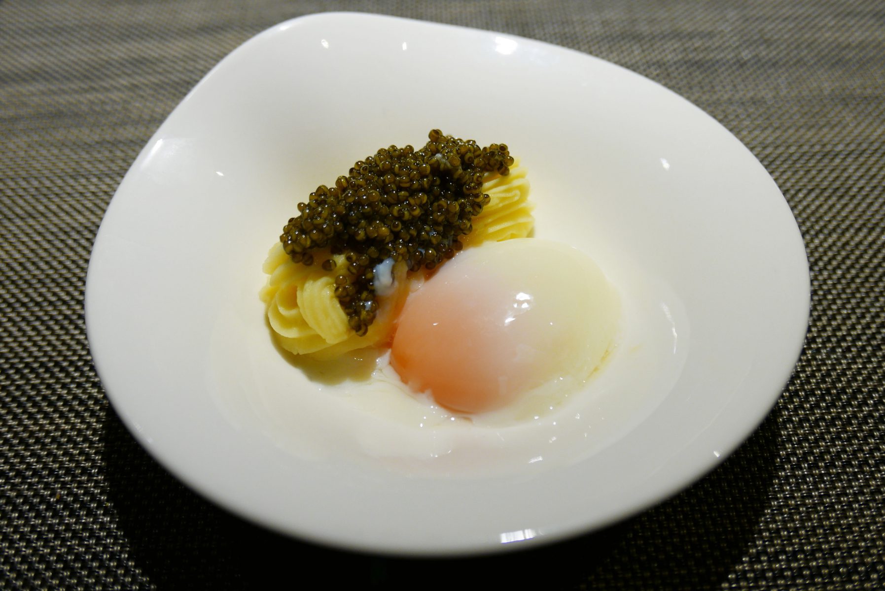 Low temperature cooked egg with mashed potatoes and caviar (from Rias de Galicia menu)