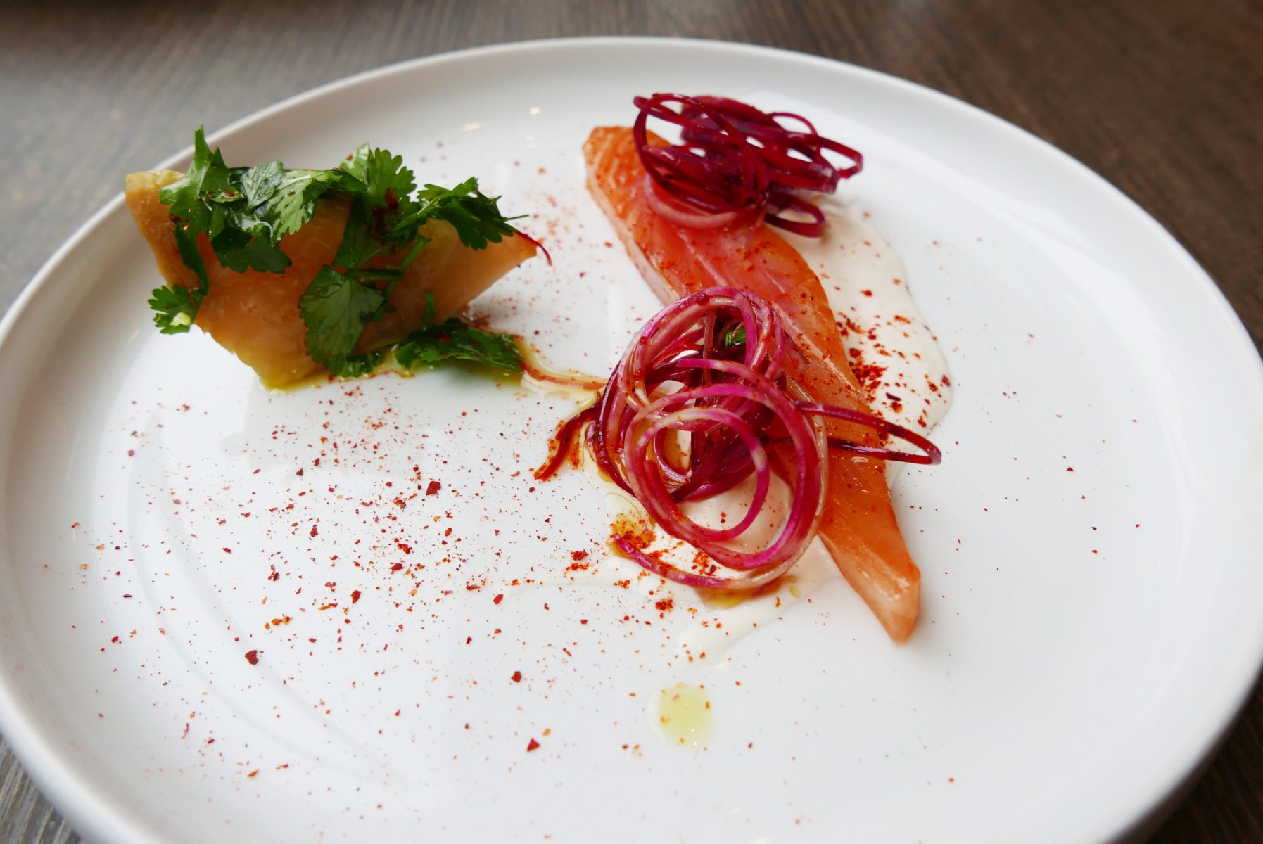 Home smoked salmon with beetroot