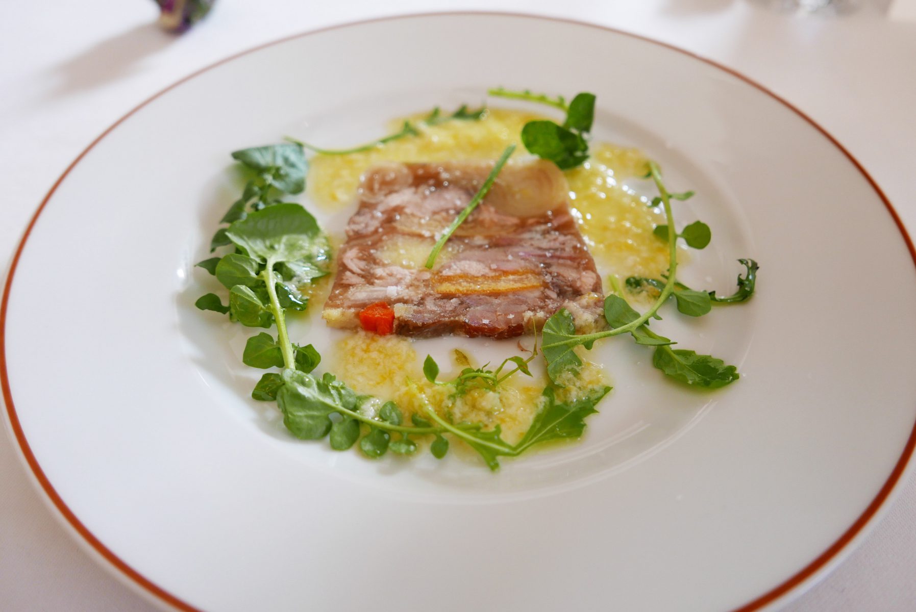 Veal terrine with lemon and horseradish sauce