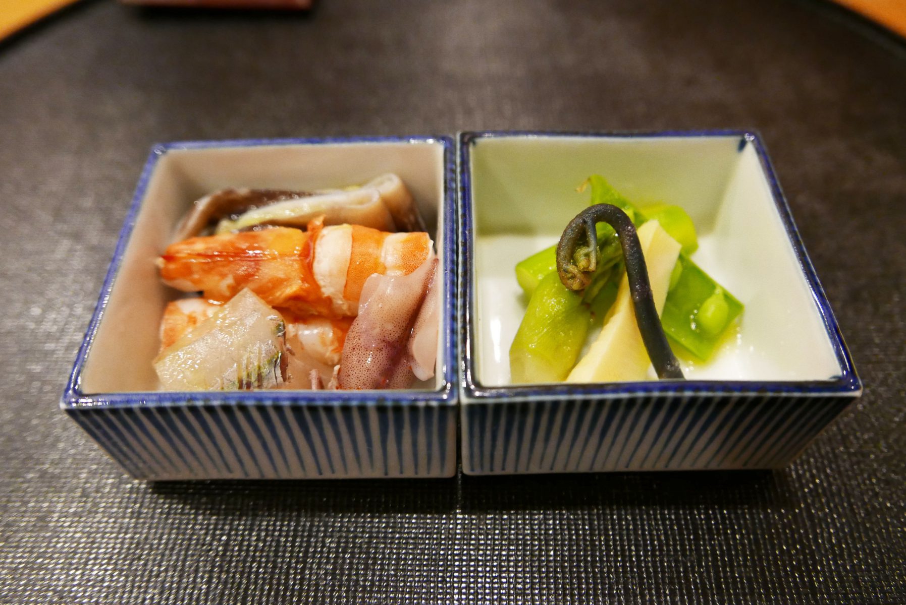 Spring vegetables with seasonal seafood