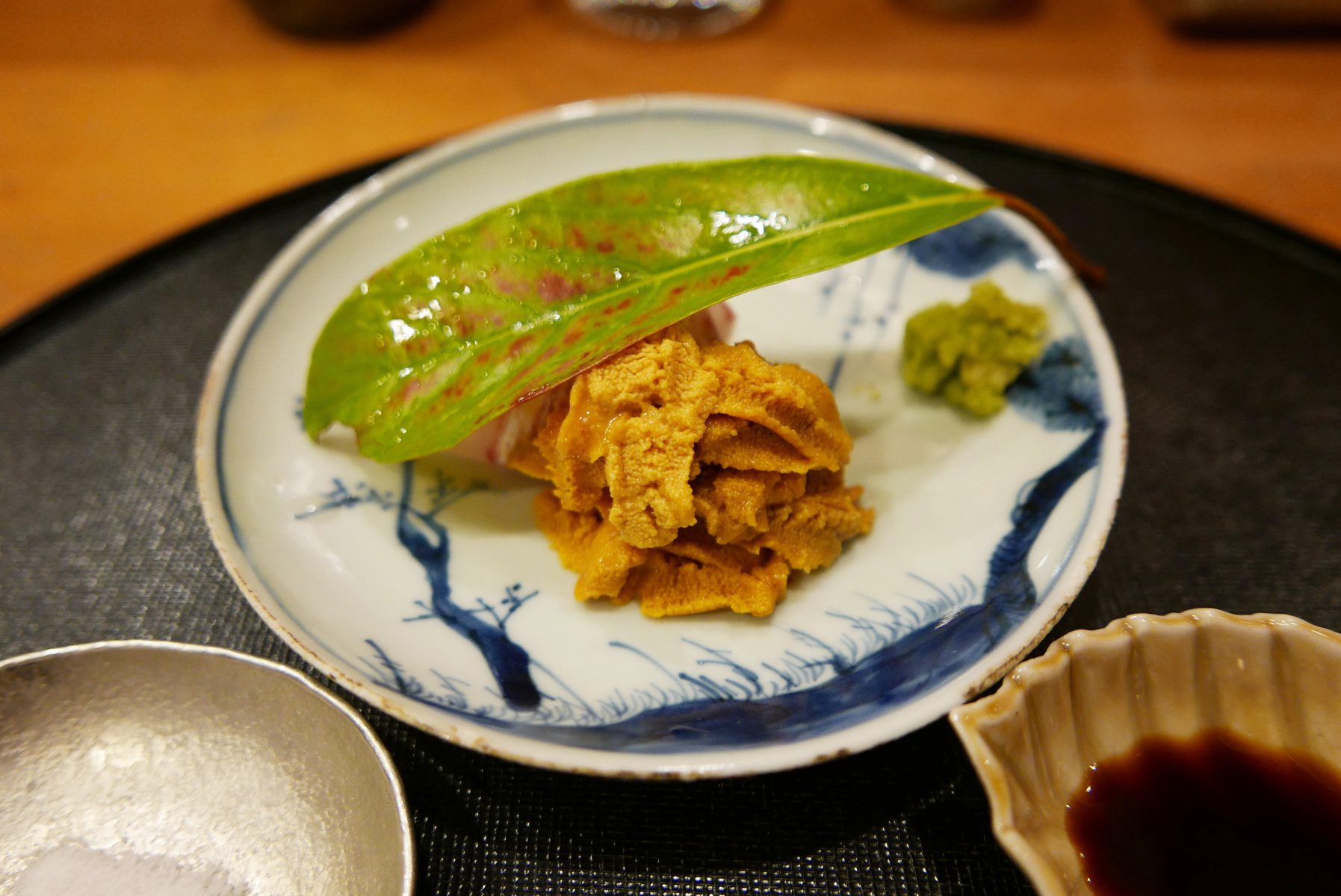 Sea bream sashimi with sea urchin