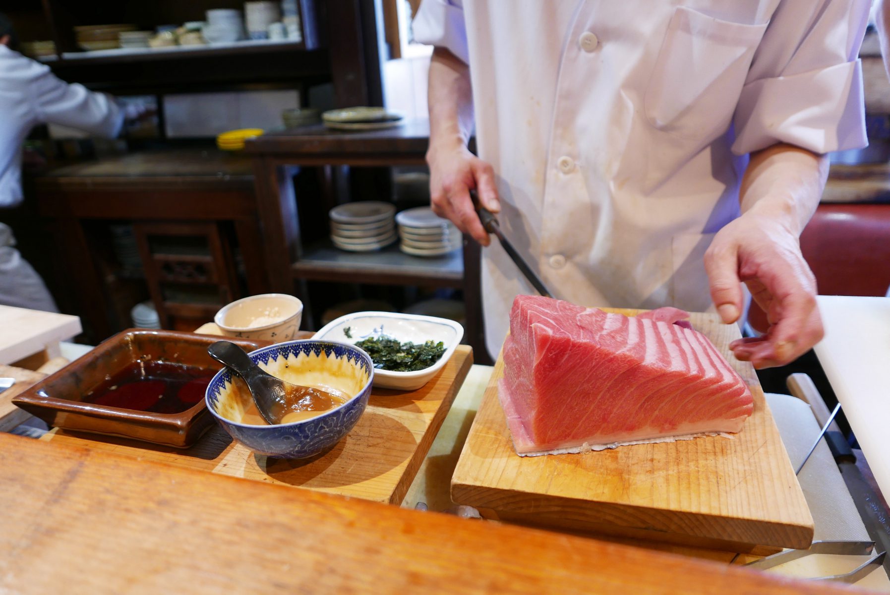 Otoro was briefly marinated in soy