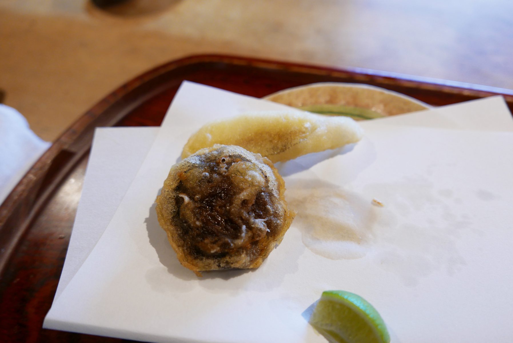 Shiitake and white fish tempura