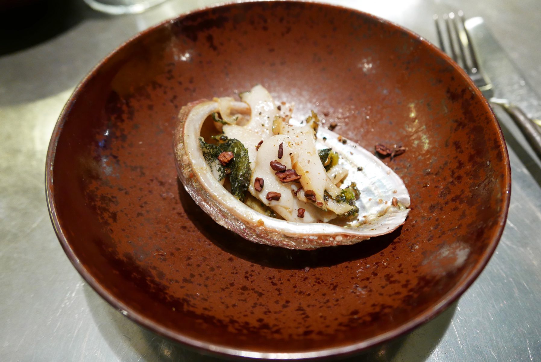 The abalone was "cooked" with brown butter