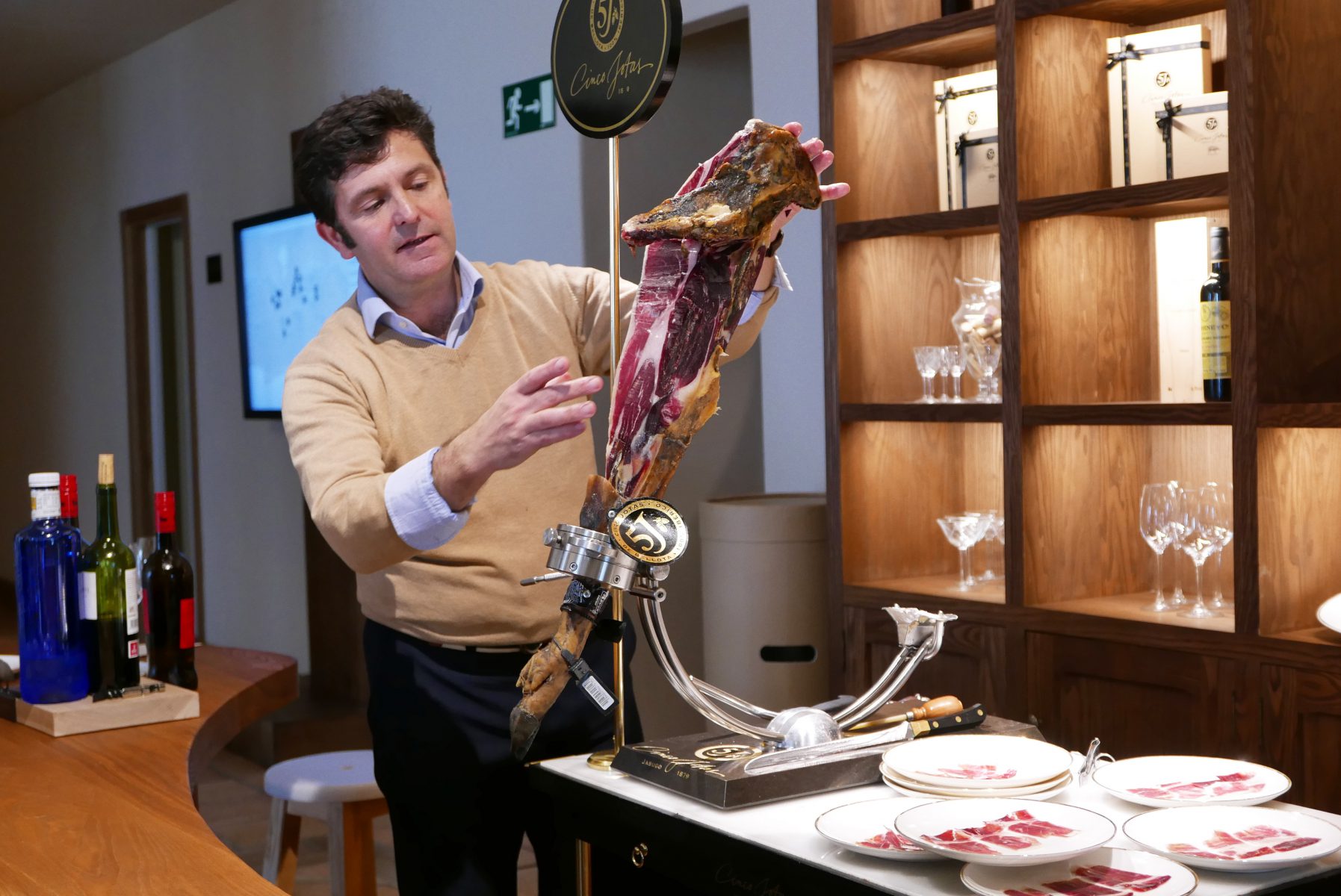 Jamon slicing is an art itself