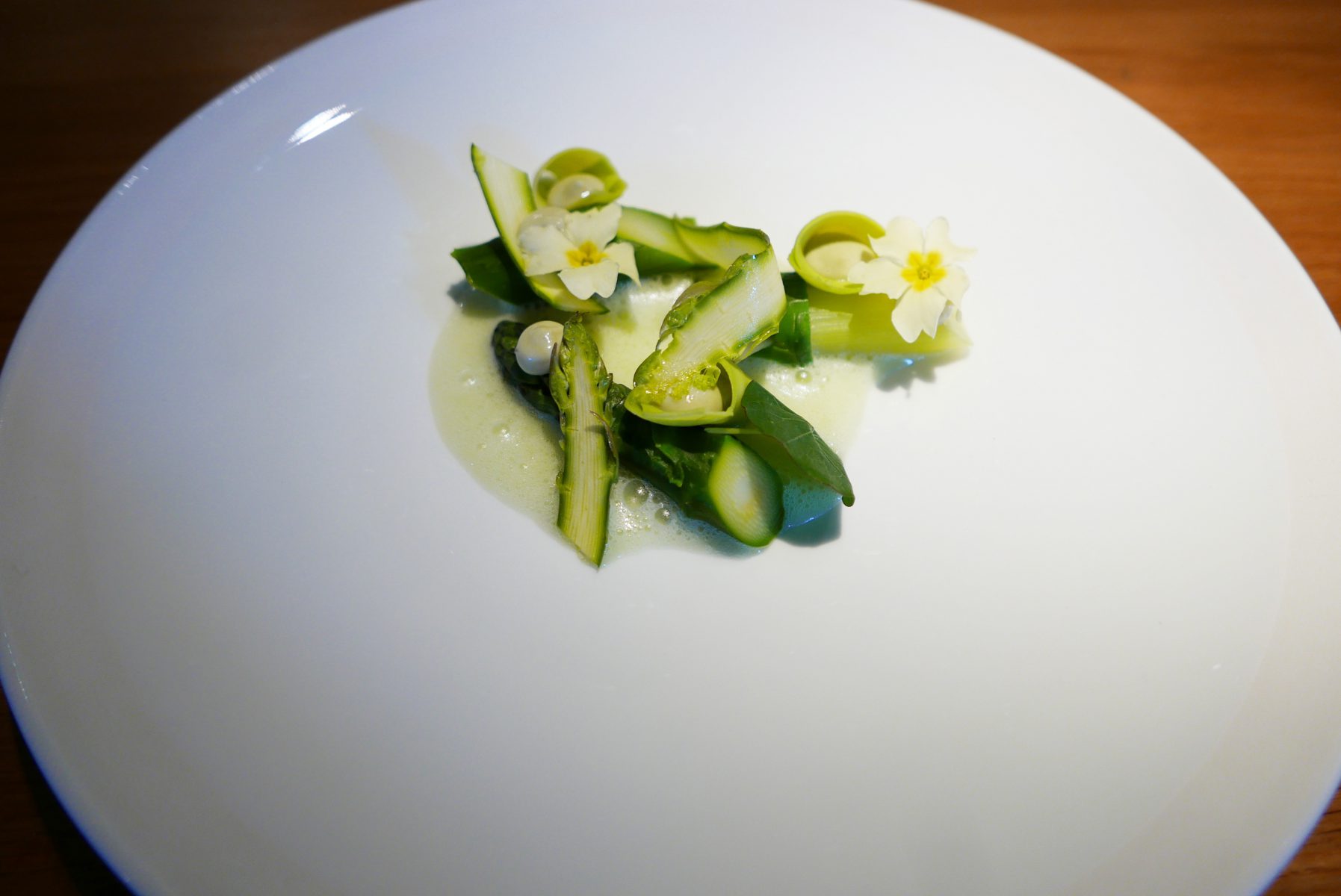 Asparagus from the UK, avocado, primrose. 