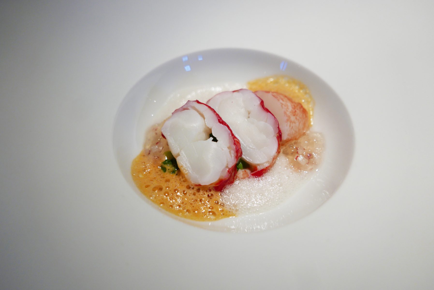 Lobster from Devon, komatsuna leaf, coconut