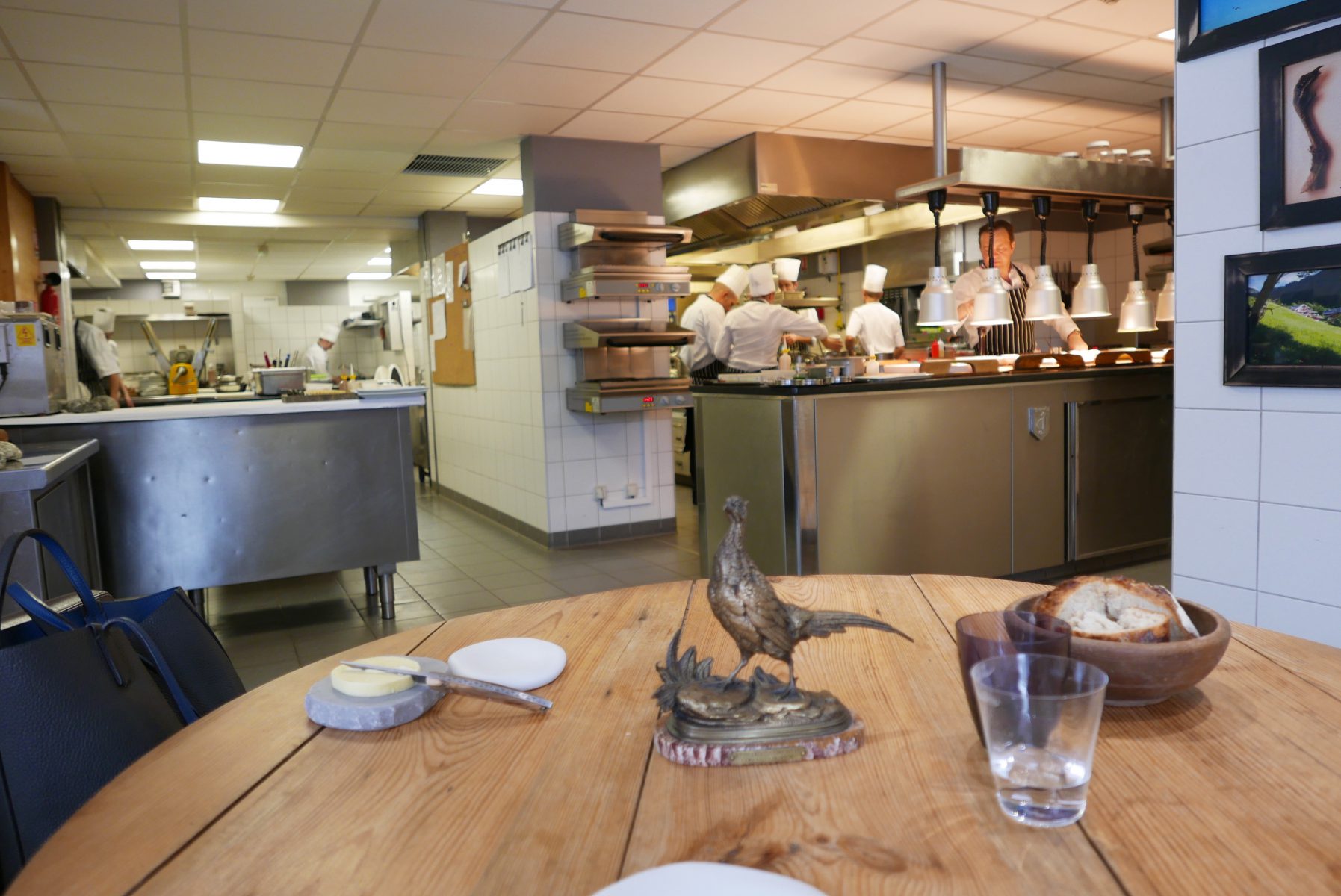 "Chef's table" in the kitchen.