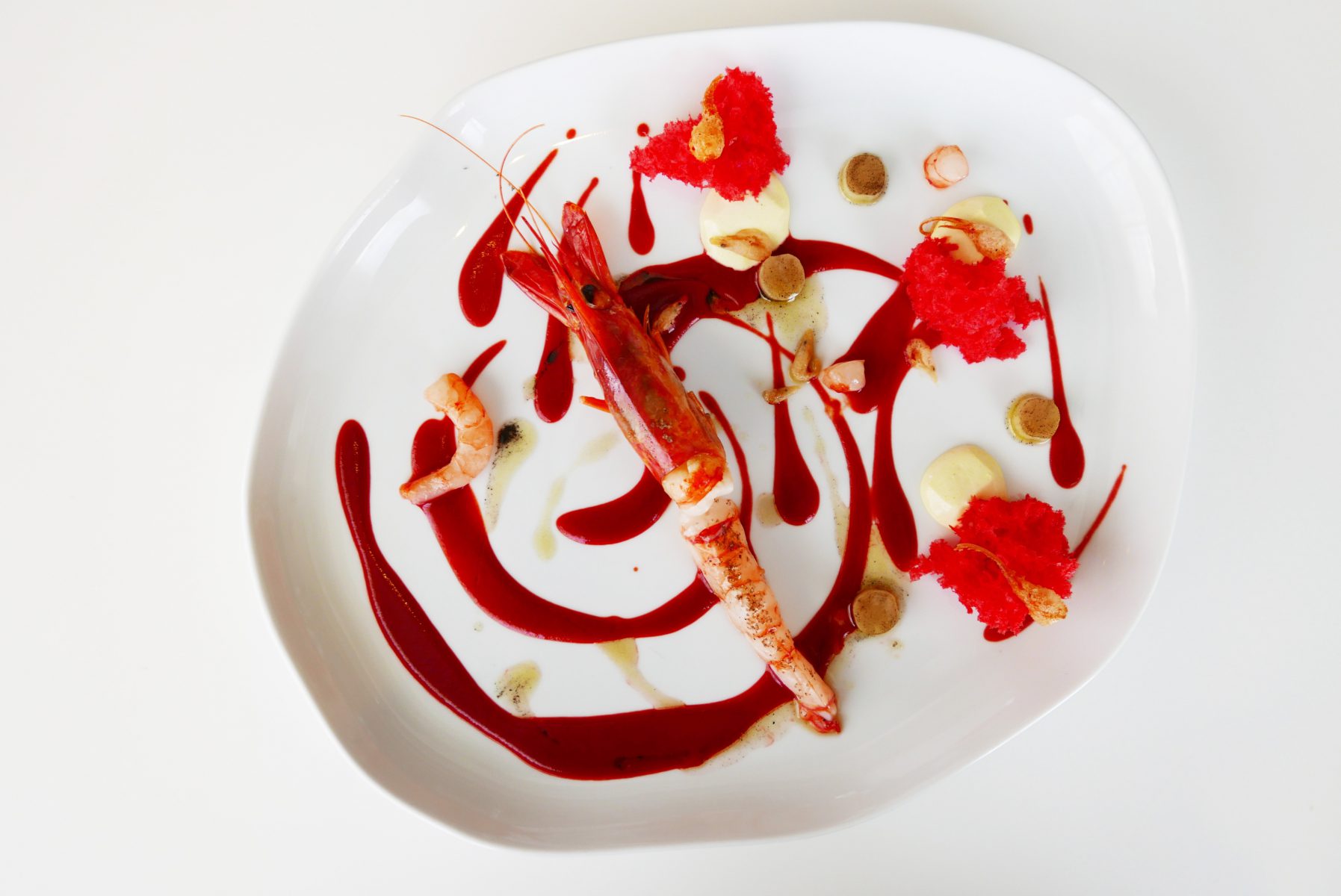 Chef Quique Dacosta has created dozens of recipes with gamba roja over his career. This one with kimchi sauce and aioli is one of his latest.