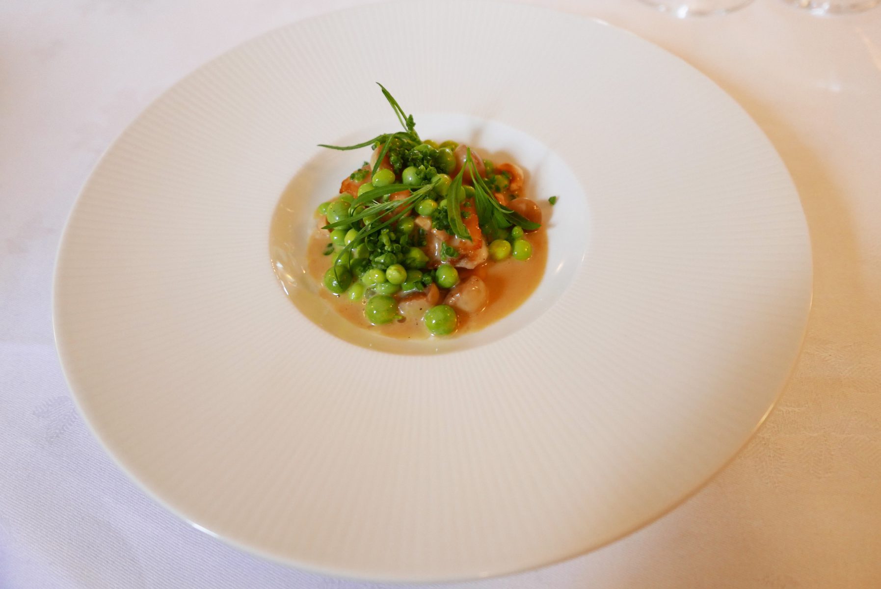 Lobster, peas,onion, morels, vine jaune