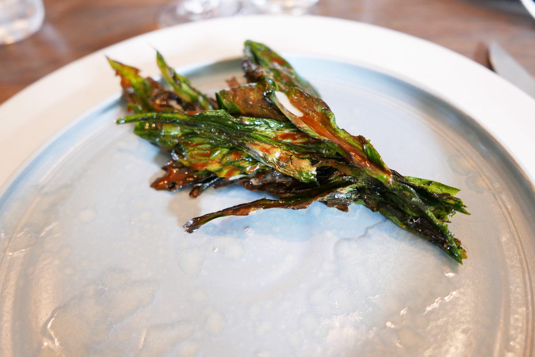 Charred ramson and scallop paste