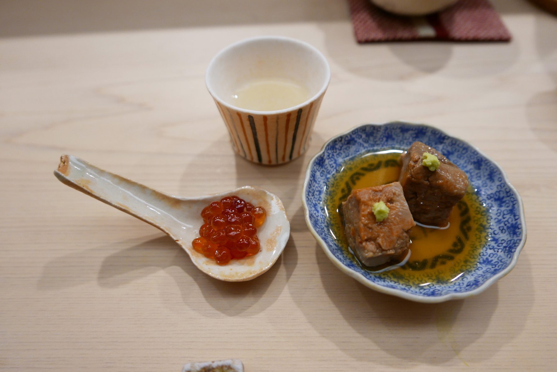 Ankimo, ikura with sake pairing