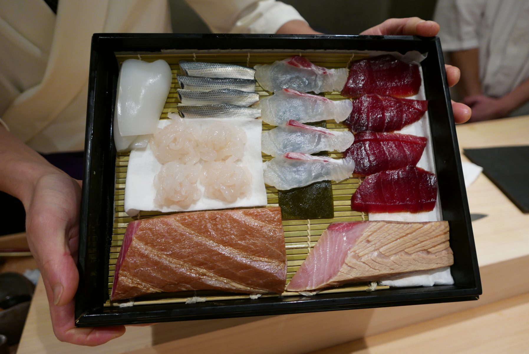 Sushi toppings at Mitani