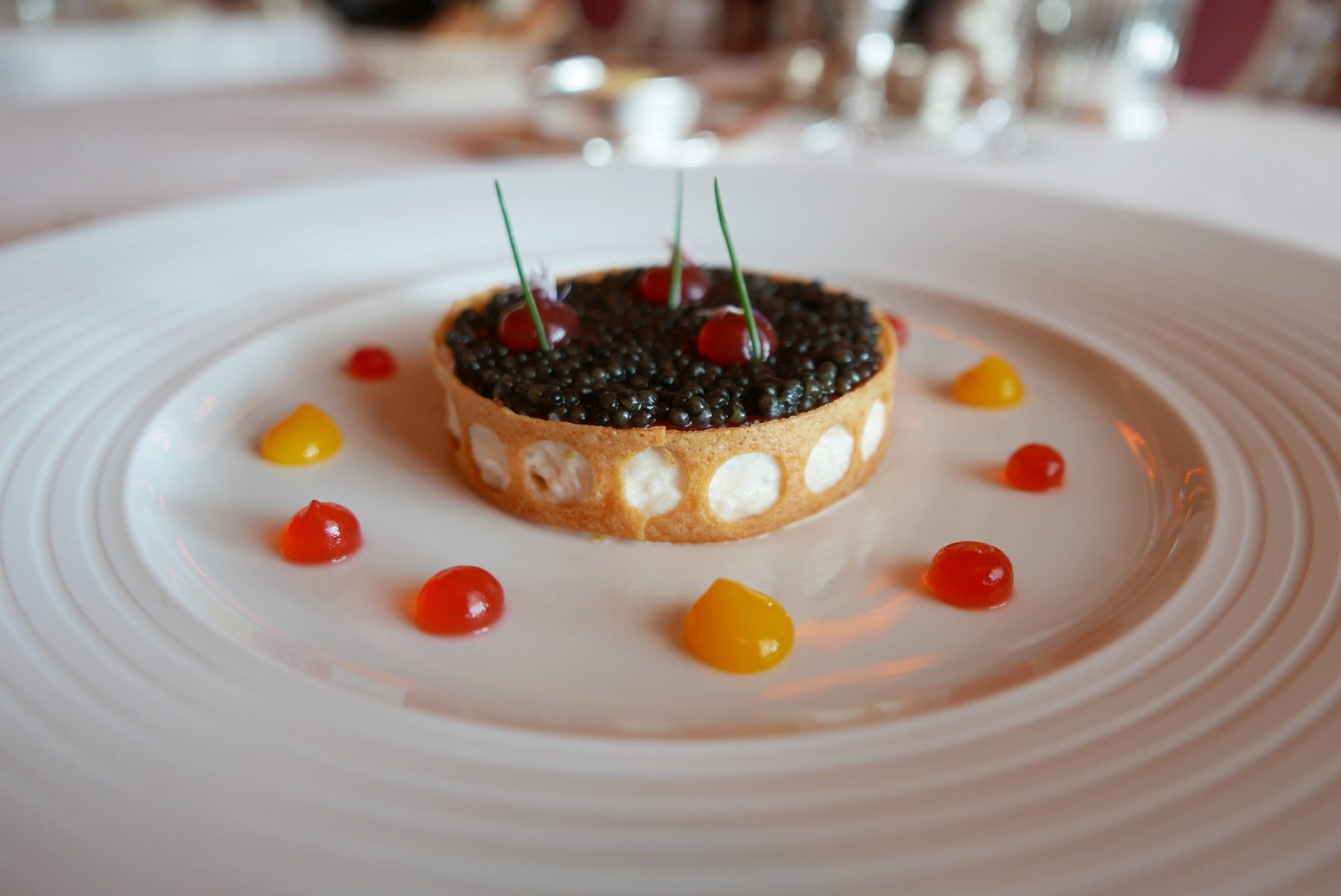 Norfolk crab with egg yolk,watermelon and Sevruga caviar. 