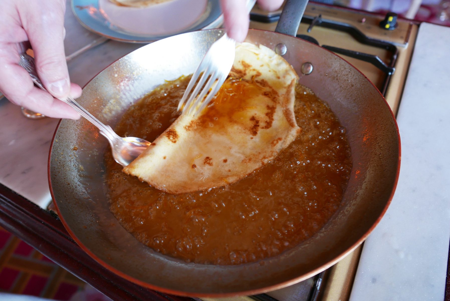 Crêpes Suzette in the making