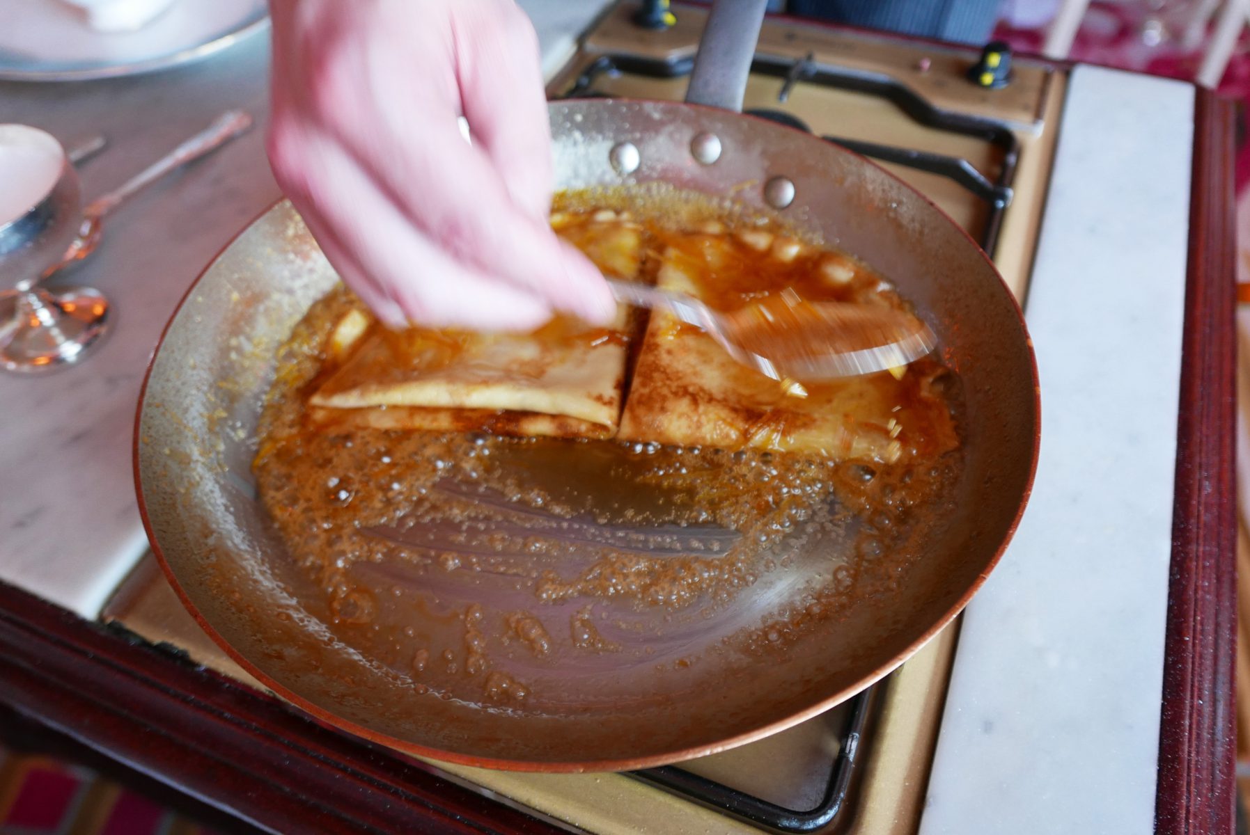 Crêpes Suzette in the making
