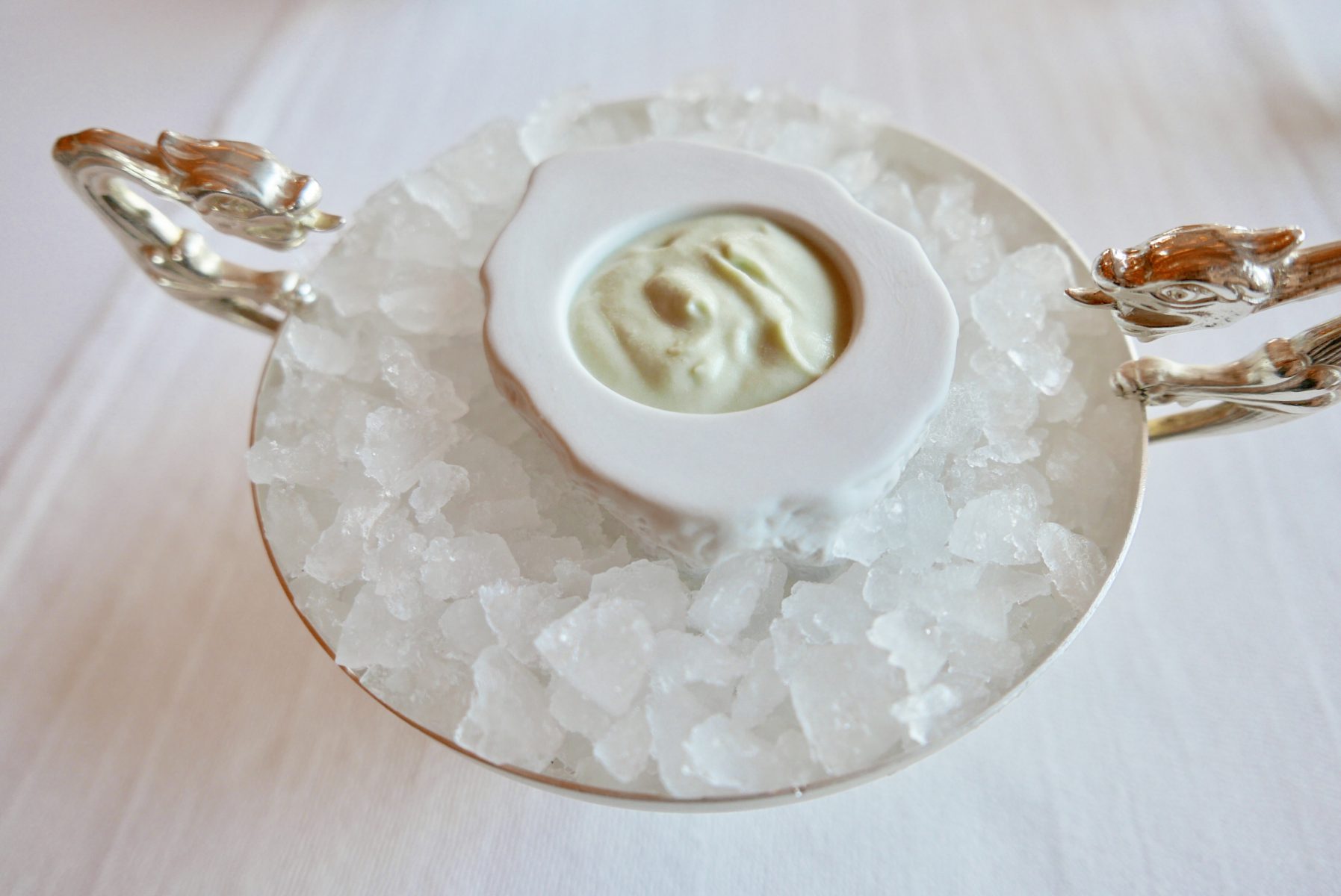 Fake caviar of Leman Lake, quivering jelly, coltsfoot cream