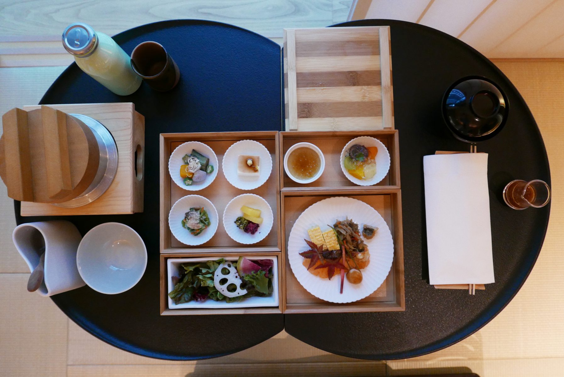 Traditional Japanese breakfast served at the room
