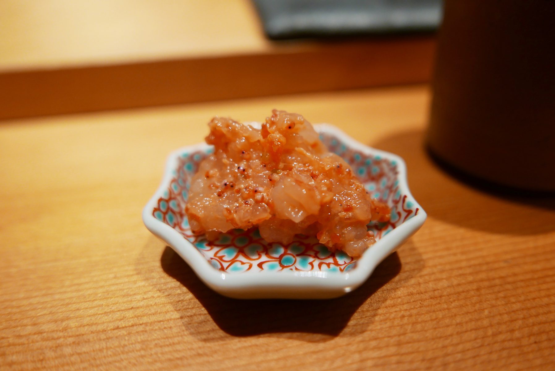 Salted and fermented viscera, egg, and flesh of morotoge shrimp (shimaebi no shiokara)