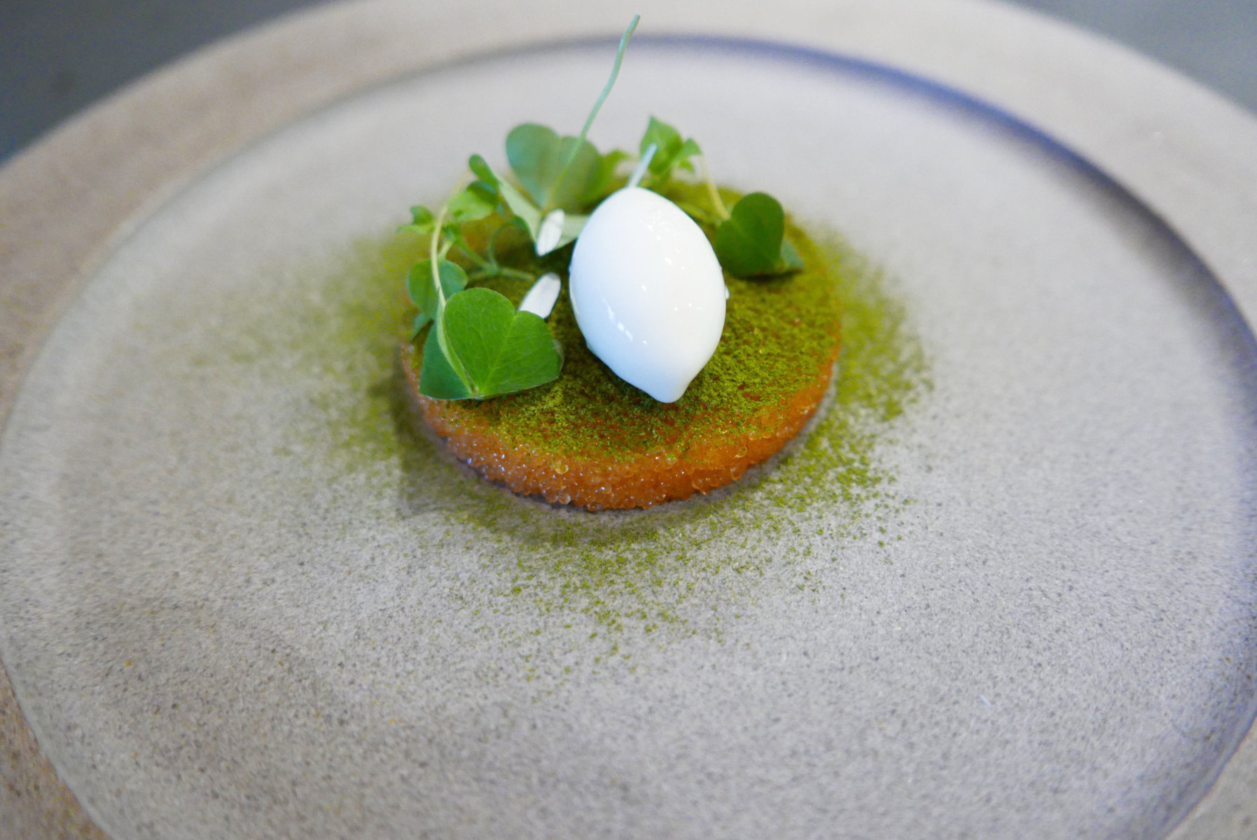 Bleak roe "tartare" with frozen buttermilk