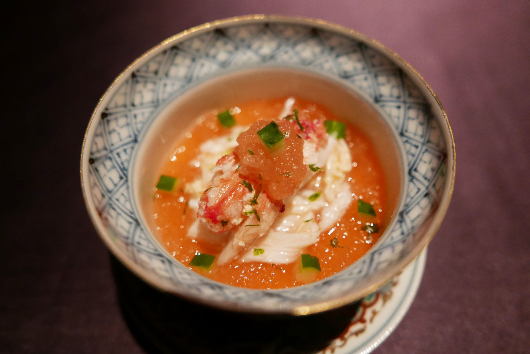 Cold kegani crab, egg custard with grated fresh apple vinegar