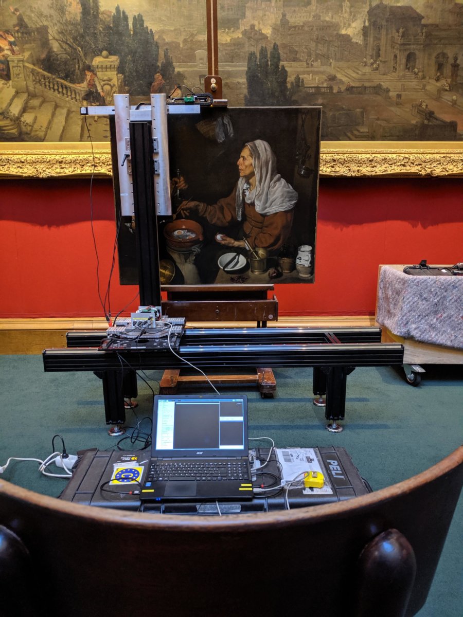 he Lucida 3D Scanner recording Velázquez’ Old Woman Cooking Eggs at the National Galleries of Scotland.
