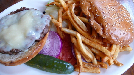 Hamburger with cheddar cheese