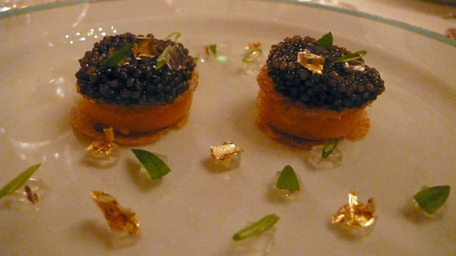 Egg yolks with caviar