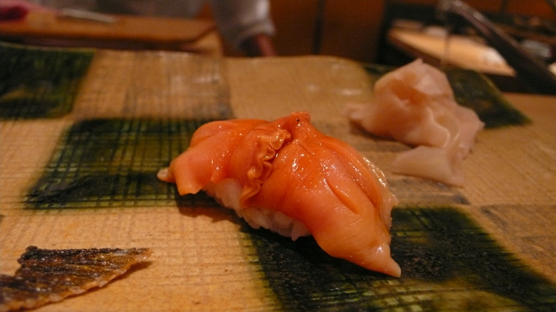 Clam sushi.