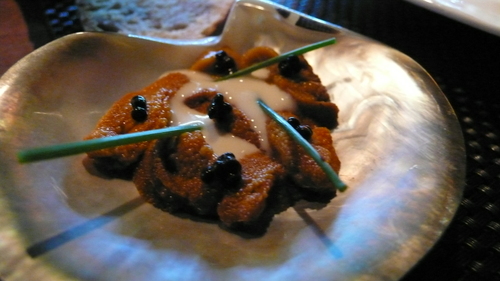 sea urchin with black caviar