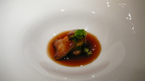 Oyster - foie gras. Sea urchin, seared foie gras and with teriyaki juice