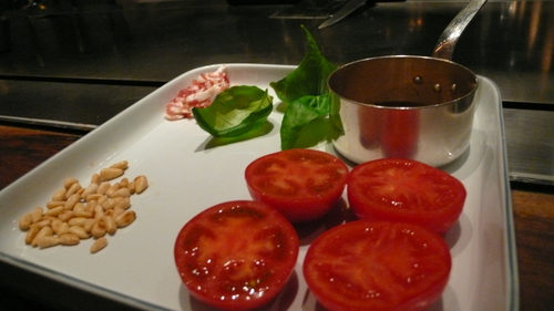 Fruit tomato, basil, olive oil