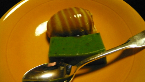 Ice cream and green tea jelly