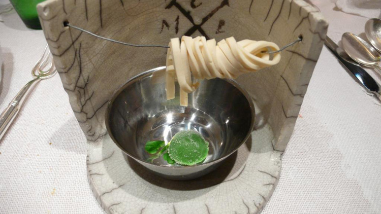 Disappearing noodles with Cardamine sorbet