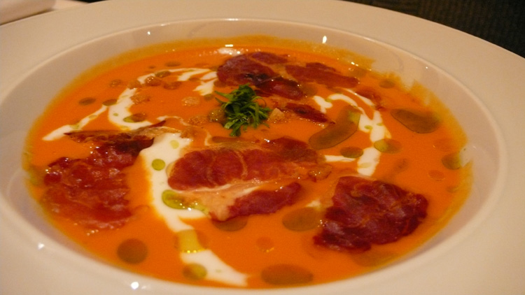 Cold Persian lentils soup with coppa