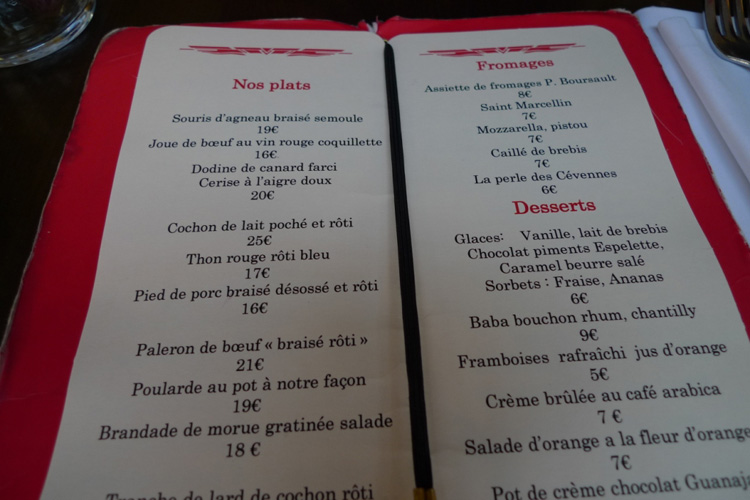 menu