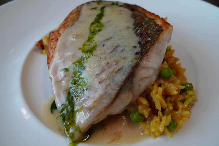 sea bass with paella rice