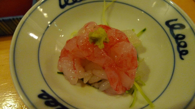 Sweet shrimps and baby shrimps with some soy sauce