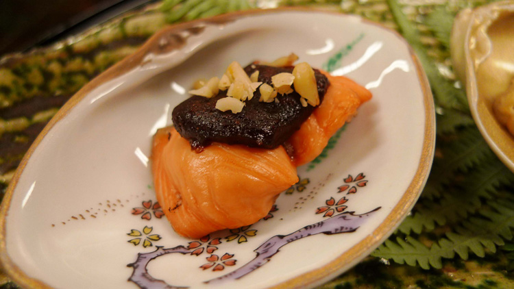 Salmon with red miso paste