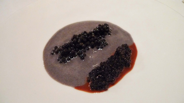 Caviar cream with hazelnut caviar