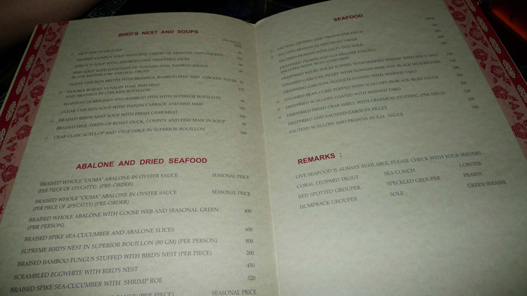 Part of the menu