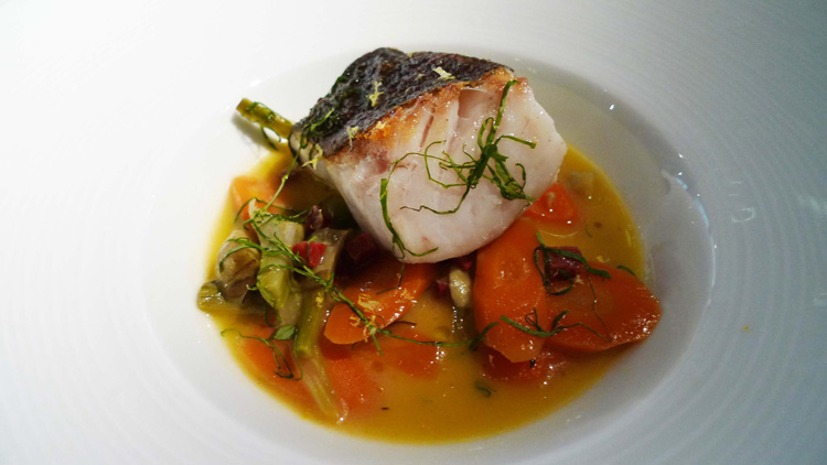 Cod with artichokes and basil at Les Tablettes by Jean-Louis Nomicos