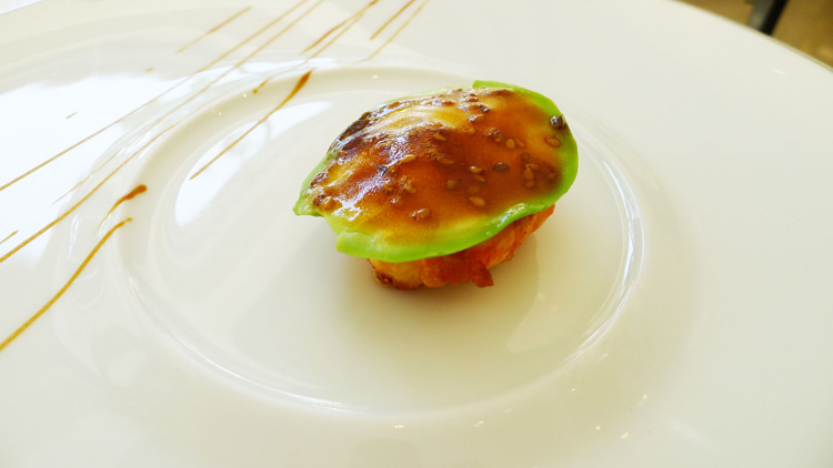 Soy glazed scampi with avocado