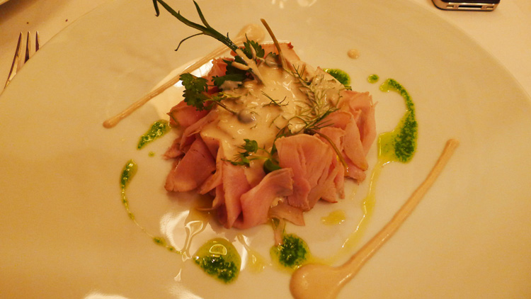 Vitello tonnato with tuna tartare