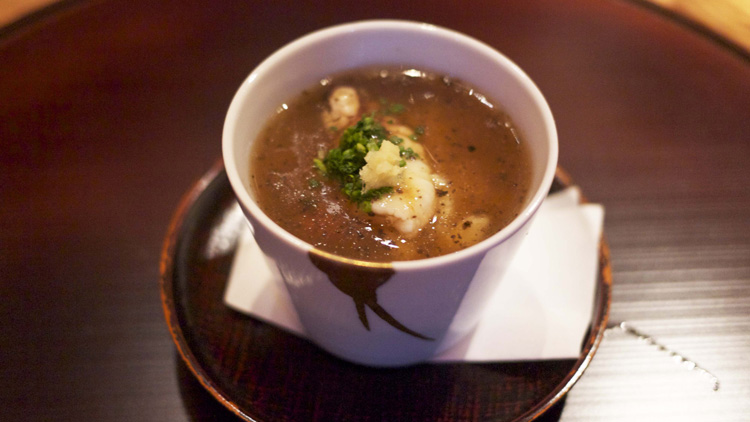  Steamed Chawan-mushi (egg custard) with black truffle sauce 