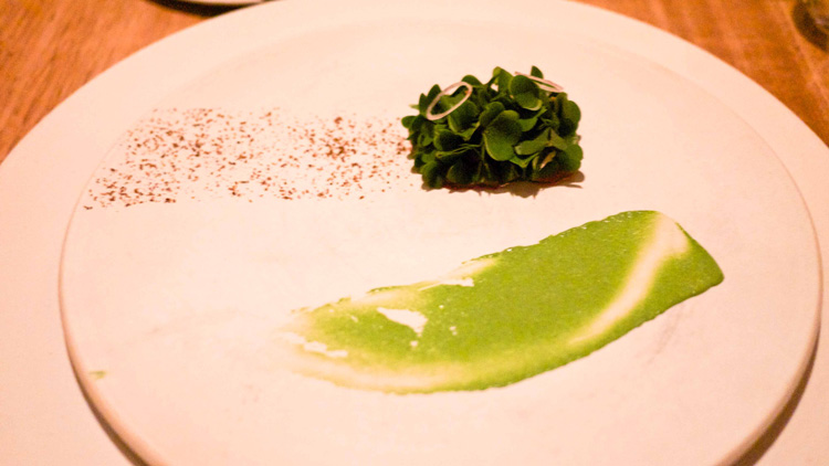 beef tartar with wood sorrel and juniper