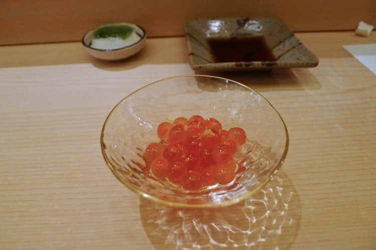 Salmon roe with yuzu zest 