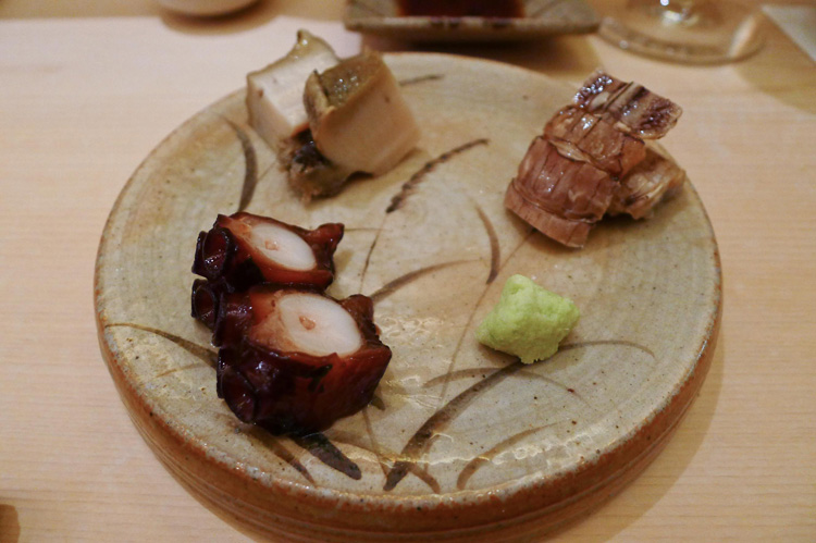 Steamed octopus, abalone and shrimp